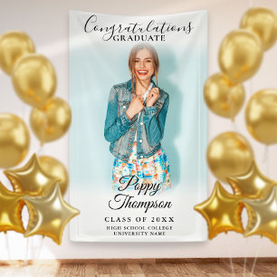 Modern Elegant Script Photo Graduation Banner