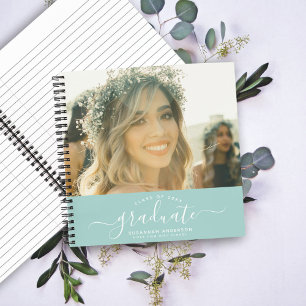 Modern Elegant Script Photo Graduation Guest Notebook