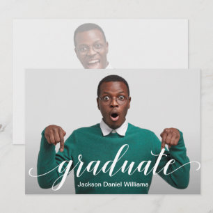 Modern Elegant Script Photo Graduation Invitations