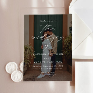 Modern Elegant Script Photo Wedding Acrylic Invitations