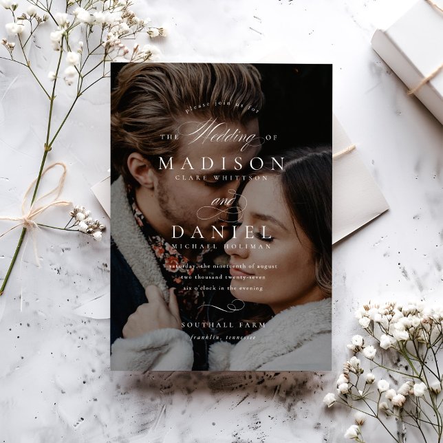Modern Elegant Script Photo Wedding Invitation (Creator Uploaded)