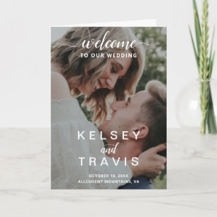 Modern Elegant Script Photo Wedding Program