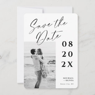 Modern Elegant Script Photo Wedding Save the Date