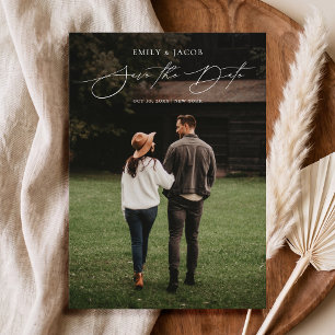 Modern Elegant Script Photo Wedding Save the Date