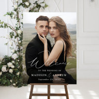 Modern Elegant Script Photo Wedding Welcome