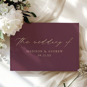 Modern Elegant Script Purple Photo Wedding Guest Book