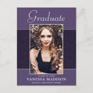 Modern   Elegant Script Purple Violet 1 Photo Grad Postcard
