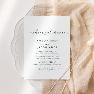 Modern Elegant Script Rehearsal Dinner Invitation