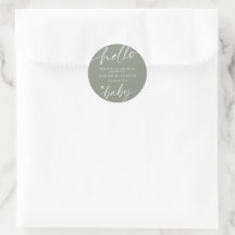 Modern Elegant Script Sage Green Baby Shower