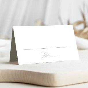 Modern Elegant Script Sage Green Wedding Place Card