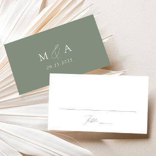 Modern Elegant Script Sage Green Wedding Place Card