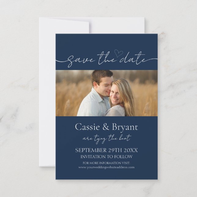 Modern Elegant Script Save the Date Monogram (Front)