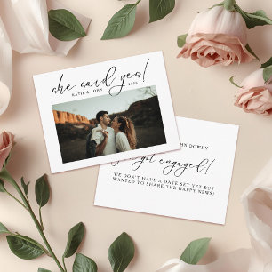 Modern Elegant Script She Said Yes Photo Announcement Postcard