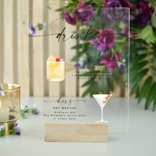 Modern Elegant Script Signature Drinks Acrylic Sign