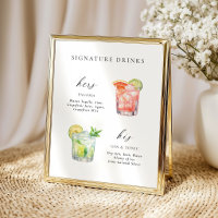 Modern Elegant Script Signature Drinks Cocktail