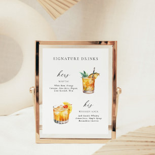 Modern Elegant Script Signature Drinks Cocktail Poster