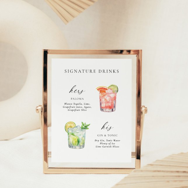 Modern Elegant Script Signature Drinks Cocktail Poster (Creator Uploaded)