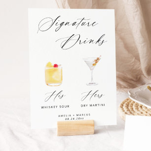 Modern Elegant Script Signature Drinks Poster