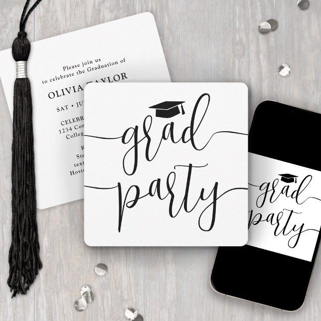Modern Elegant Script Simple Graduation Party Invitation (Creator Uploaded)
