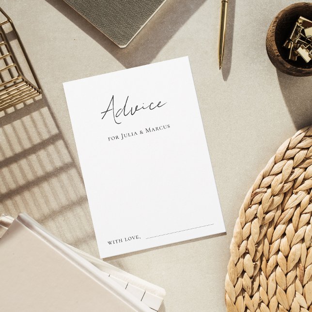 Modern Elegant Script Simple MInimal Plain Wedding Advice Card (Creator Uploaded)
