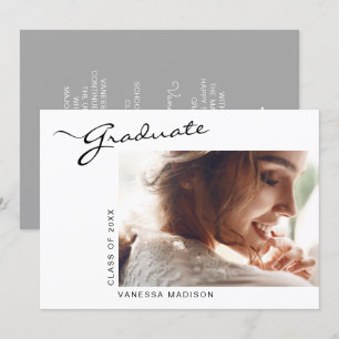 Modern Elegant Script Simple   Photo Graduation Announcement