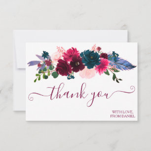 Modern Elegant Script Simple Unique Floral Trendy  Thank You Card
