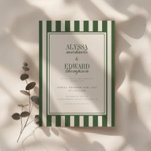 Modern Elegant Script Striped Green Wedding