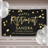 Modern Elegant Script Stylish Gold Retirement