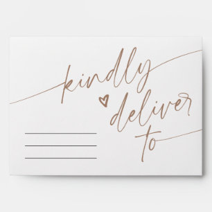 Modern Elegant Script Tan Brown Baby Shower Envelope