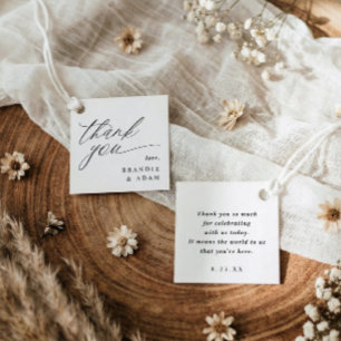 Modern Elegant Script Thank You Wedding Favour Tags
