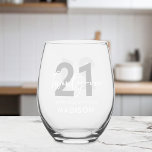 Modern Elegant Script Twenty One 21st Birthday Stemless Wine Glass<br><div class="desc">Modern Elegant Script 21st Birthday Wine Glass</div>