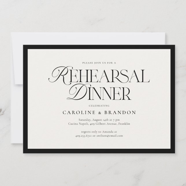 Modern Elegant Script Type Rehearsal Dinner Invitation (Front)