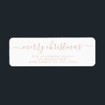 Modern Elegant Script Typography Merry Christmas<br><div class="desc">Modern and Elegant White and Rose Gold - Blush Pink Script Hand Written Lettering Typography Merry Christmas Card Invitation Return Address Label which is great for a Christmas Holiday Card or Invitation. The text of this hand lettered modern script typography label can be updated and customized with your name and...</div>