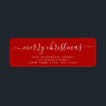 Modern Elegant Script Typography Merry Christmas<br><div class="desc">Modern and Elegant White and Red Script Hand Written Lettering Typography Merry Christmas Card Invitation Return Address Label which is great for a Christmas Holiday Card or Invitation. The  text of this hand lettered modern script typography label can be updated and customized with your  name and address</div>