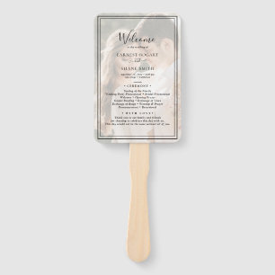 Modern Elegant Script Vellum Photo Wedding Program Hand Fan