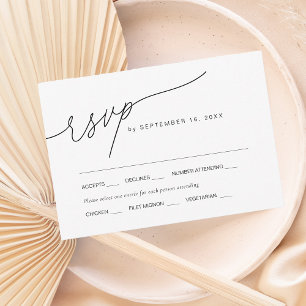Modern Elegant Script W/ Meal Choice Wedding RSVP Card