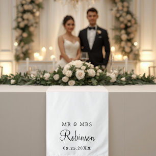 Modern Elegant Script Wedding Decor Table Runner Tapestry