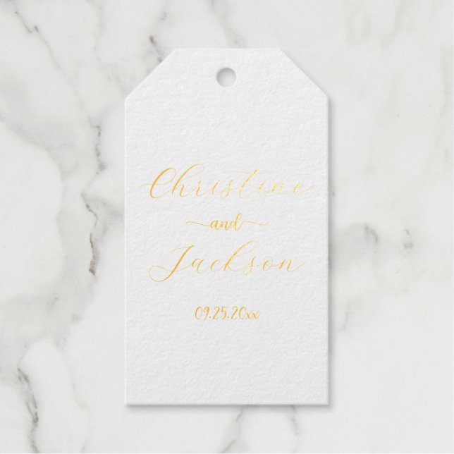 Modern Elegant Script Wedding Gift Tags (Front)