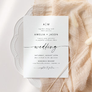 Modern Elegant Script Wedding Invitation