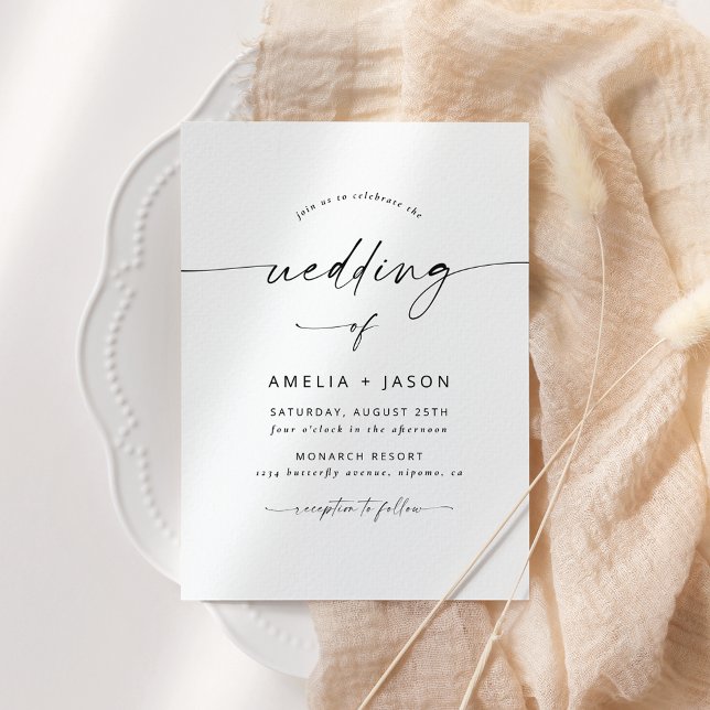 Modern Elegant Script Wedding Invitation (Creator Uploaded)
