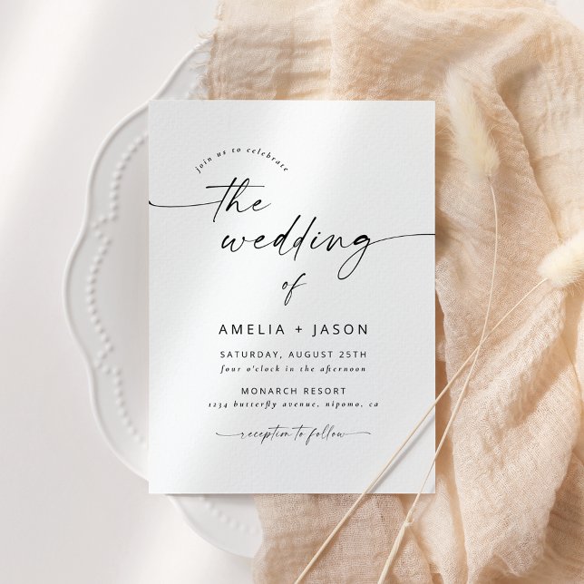 Modern Elegant Script Wedding Invitation (Creator Uploaded)