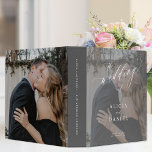 Modern elegant script wedding memories photo album binder<br><div class="desc">Elegant trendy photo grey overlay wedding planning and memories album scrapbook binder with "the wedding of" chic calligraphy script. Personalize it with your 2 photos,  bride and groom names,  and text.</div>