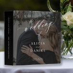 Modern elegant script wedding memories photo album binder<br><div class="desc">Elegant trendy photo overlay wedding planning and memories album scrapbook binder with "the wedding of" chic calligraphy script. Personalize it with your 2 photos,  bride and groom names,  and text.</div>