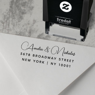 Modern Elegant Script Wedding Return Address Self-inking Stamp
