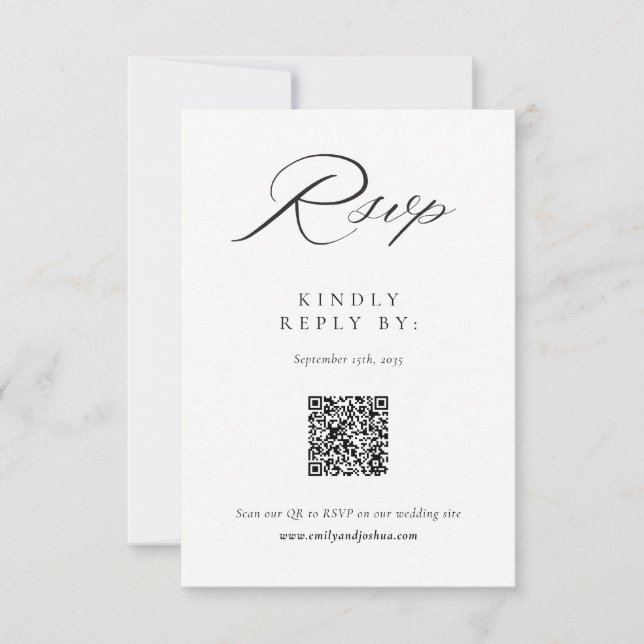 Modern Elegant Script Wedding RSVP Card (Front)