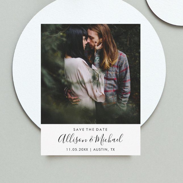 Modern Elegant Script Wedding Save The Date Photo Announcement Postcard (Creator Uploaded)