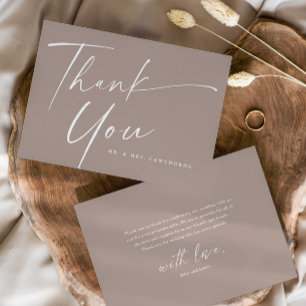 Modern Elegant Script Wedding Thank You Card