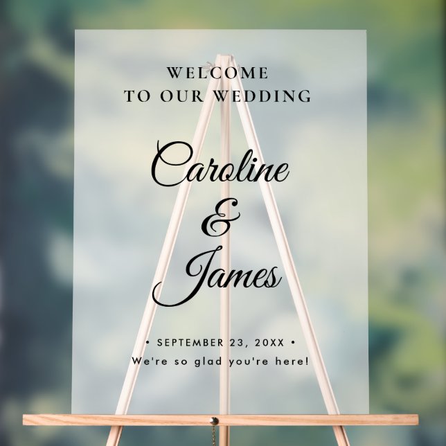 Modern Elegant Script Wedding Welcome  Acrylic Sig (Neutre)