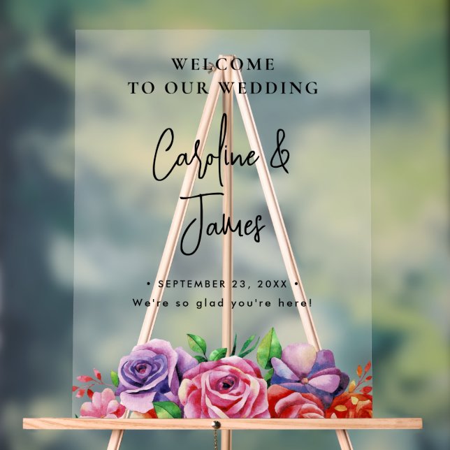 Modern Elegant Script Wedding Welcome  Acrylic Sig Sign (Neutral)