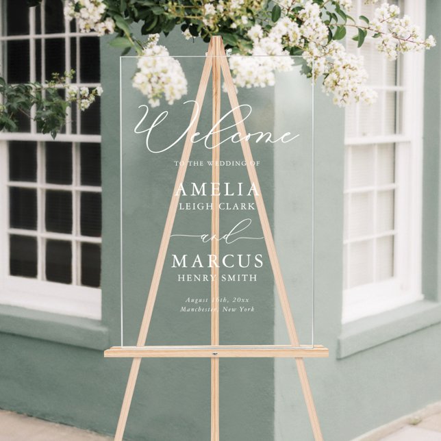 Modern Elegant Script Wedding Welcome Acrylic Sign (Creator Uploaded)